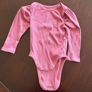 GAP Pink Ribbed Long-Sleeve One-Piece Bodysuit